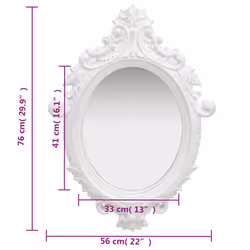 vidaXL Wall Mirror Castle Style White Hanging Mirror Antique Mirror Bathroom - Additional view 4