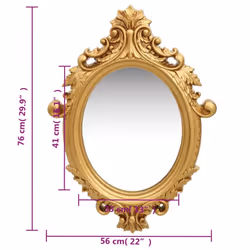 vidaXL Wall Mirror Castle Style Gold Hanging Mirror Antique Mirror Bathroom - Additional view 4
