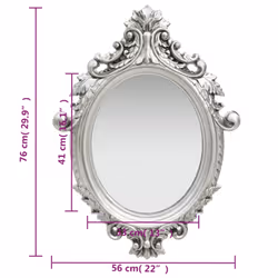 vidaXL Wall Mirror Castle Style Silver Hanging Mirror Antique Mirror Bathroom - Additional view 4