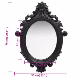 vidaXL Wall Mirror Castle Style Black Hanging Mirror Antique Mirror Bathroom - Additional view 4