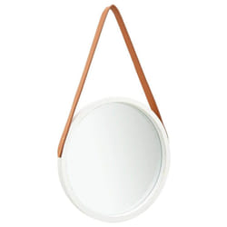 vidaXL Wall Mirror with Strap 40 cm White Hanging Mirror Retro Mirror Bathroom
