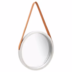 vidaXL Wall Mirror with Strap 40 cm Silver Hanging Mirror Bathroom Mirror