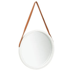 vidaXL Wall Mirror with Strap 50 cm White Hanging Mirror Retro Mirror Bathroom