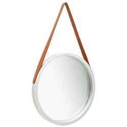vidaXL Wall Mirror with Strap 50 cm Silver Hanging Mirror Bathroom Mirror