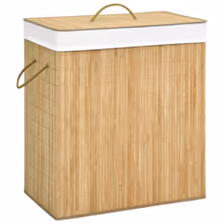 vidaXL Bamboo Laundry Basket 100L Washing Clothes Hamper Storage Bin Organiser