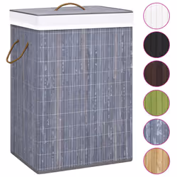 vidaXL Bamboo Laundry Basket Grey 72L Washing Clothes Hamper Storage Organiser