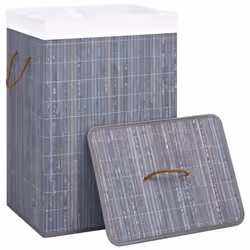 vidaXL Bamboo Laundry Basket Grey 72L Washing Clothes Hamper Storage Organiser