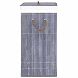 vidaXL Bamboo Laundry Basket Grey 72L Washing Clothes Hamper Storage Organiser - Additional view 5