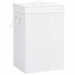 vidaXL Bamboo Laundry Basket White 72L Home Washing Clothes Hamper Storage Bin