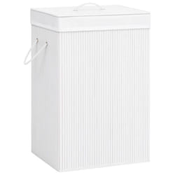 vidaXL Bamboo Laundry Basket White 72L Home Washing Clothes Hamper Storage Bin