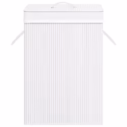 vidaXL Bamboo Laundry Basket White 72L Home Washing Clothes Hamper Storage Bin