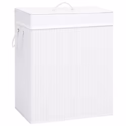 vidaXL Bamboo Laundry Basket White 100L Washing Clothes Hamper Storage Bin