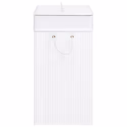 vidaXL Bamboo Laundry Basket White 100L Washing Clothes Hamper Storage Bin - Additional view 11