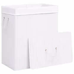 vidaXL Bamboo Laundry Basket White 100L Washing Clothes Hamper Storage Bin