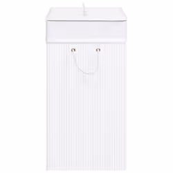vidaXL Bamboo Laundry Basket White 100L Washing Clothes Hamper Storage Bin - Additional view 4