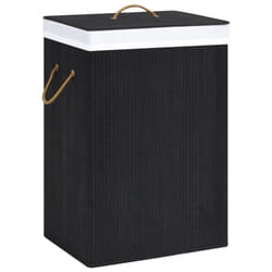 vidaXL Bamboo Laundry Basket Black 72L Home Washing Clothes Hamper Storage Bin