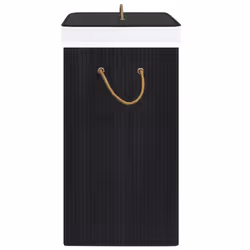 vidaXL Bamboo Laundry Basket Black 72L Home Washing Clothes Hamper Storage Bin - Additional view 4