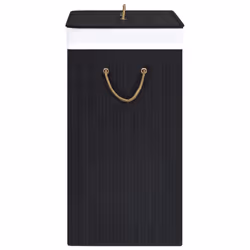 vidaXL Bamboo Laundry Basket Black 100L Washing Clothes Hamper Storage Bin