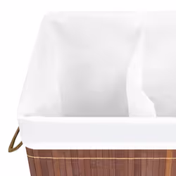vidaXL Bamboo Laundry Basket Brown 72L Home Washing Clothes Hamper Storage Bin - Additional view 6
