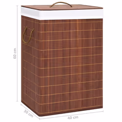 vidaXL Bamboo Laundry Basket Brown 72L Home Washing Clothes Hamper Storage Bin - Additional view 8