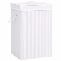vidaXL Bamboo Laundry Basket White Washing Clothes Hamper Storage Organiser