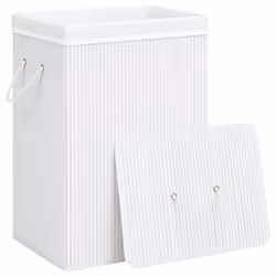 vidaXL Bamboo Laundry Basket White Washing Clothes Hamper Storage Organiser