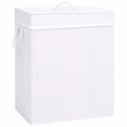 vidaXL Bamboo Laundry Basket White 83L Home Washing Clothes Hamper Storage Bin