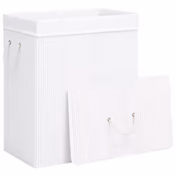 vidaXL Bamboo Laundry Basket White 83L Home Washing Clothes Hamper Storage Bin