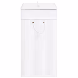 vidaXL Bamboo Laundry Basket White 83L Home Washing Clothes Hamper Storage Bin - Additional view 4
