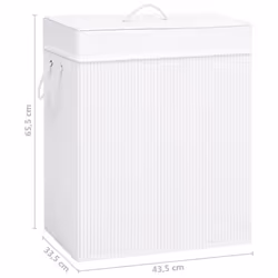 vidaXL Bamboo Laundry Basket White 83L Home Washing Clothes Hamper Storage Bin - Additional view 8