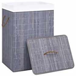 vidaXL Bamboo Laundry Basket Grey Washing Clothes Hamper Storage Organiser