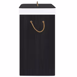 vidaXL Bamboo Laundry Basket Black Washing Clothes Hamper Storage Organiser - Additional view 6