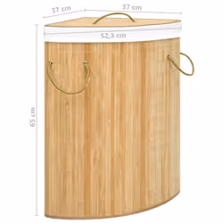 vidaXL Bamboo Corner Laundry Basket 60L Washing Clothes Hamper Storage Bin - Additional view 7