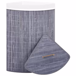vidaXL Bamboo Corner Laundry Basket Grey 60L Washing Clothes Storage Hamper