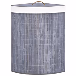 vidaXL Bamboo Corner Laundry Basket Grey 60L Washing Clothes Storage Hamper