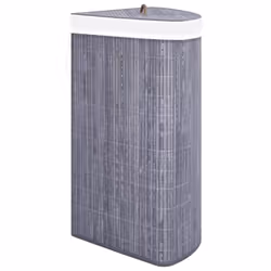 vidaXL Bamboo Corner Laundry Basket Grey 60L Washing Clothes Storage Hamper - Additional view 4