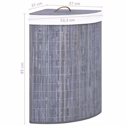 vidaXL Bamboo Corner Laundry Basket Grey 60L Washing Clothes Storage Hamper - Additional view 8