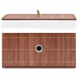 vidaXL 4x Bamboo Storage Boxes Brown Shelf Basket Chest Household Organisation - Additional view 4