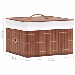 vidaXL 4x Bamboo Storage Boxes Brown Shelf Basket Chest Household Organisation - Additional view 9