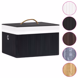 vidaXL 4x Bamboo Storage Boxes Black Shelf Basket Chest Household Organisation