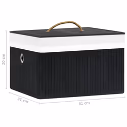 vidaXL 4x Bamboo Storage Boxes Black Shelf Basket Chest Household Organisation