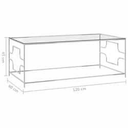 vidaXL Coffee Table Silver Stainless Steel and Glass Living Room Couch Table