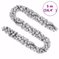 vidaXL Christmas Garland with Flocked Snow Green 5 m PVC Holiday Decoration - Additional view 5