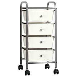 vidaXL 4-Drawer Mobile Storage Trolley White Plastic Beauty Salon Trolley