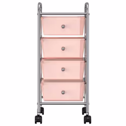 vidaXL 4-Drawer Mobile Storage Trolley Pink Plastic Cosmetic Trolley Office - Additional view 4