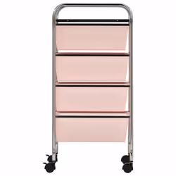 vidaXL 4-Drawer Mobile Storage Trolley Pink Plastic Cosmetic Trolley Office - Additional view 5