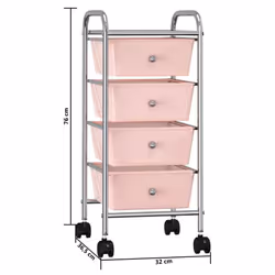 vidaXL 4-Drawer Mobile Storage Trolley Pink Plastic Cosmetic Trolley Office - Additional view 8