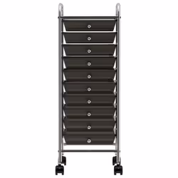 vidaXL 10-Drawer Mobile Storage Trolley Black Plastic Beauty Salon Trolley - Additional view 4