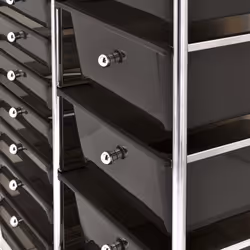 vidaXL 15-Drawer Mobile Storage Trolley XXL Black Plastic Multipurpose Drawer - Additional view 6
