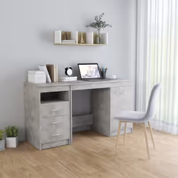 vidaXL Desk Concrete Grey Engineered Wood Workstation Office Computer Table